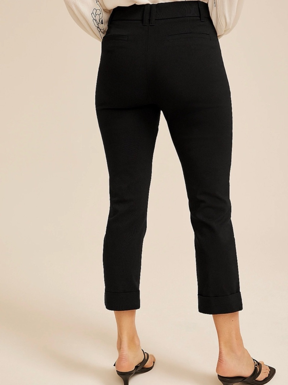 Maurices Black High Rise Cuffed Slim Straight Cropped Pants